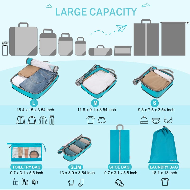 Gonex Compression Packing Cubes, Gonex Extensible Storage Mesh Bags Organizers - Image 4